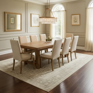 Luxurious Dining Room Rug Setup
