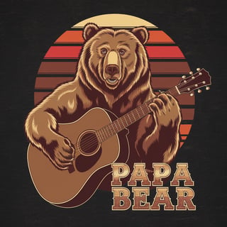Grizzly Bear Playing Guitar Illustration