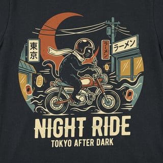 Tokyo Night Ride Retro Cat Poster