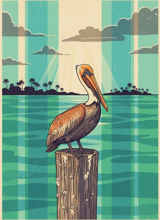Pelican on Pier by Turquoise Gulf