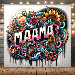 Retro 'MAMA' Neon Floral Design