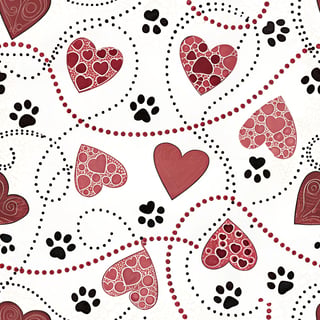 Heart-Shaped Paw Prints on White