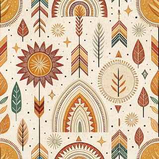 Bohemian Pattern with Sunbursts and Arrows