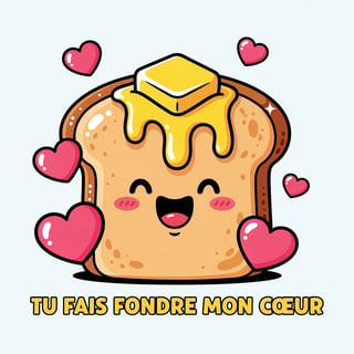 Kawaii Toast Character with Butter
