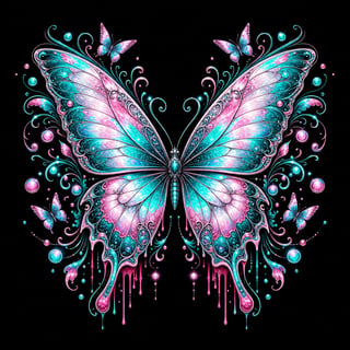 Fantasy Butterfly with Glowing Neon Wings
