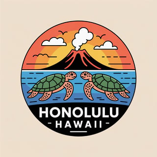 Honolulu Hawaii Cartoon Badge