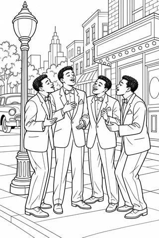 Doo-Wop Street Corner Coloring Page