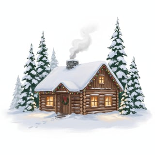 Cozy Log Cabin in Snowy Forest