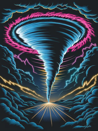 Neon Tornado Storm Chaser Illustration