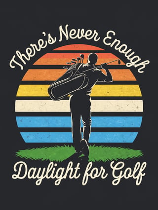 Vintage Golfer Silhouette with Sunset