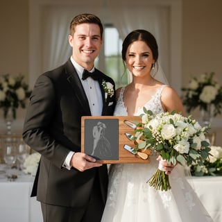 Bride & Groom Embrace Wedding Keepsake