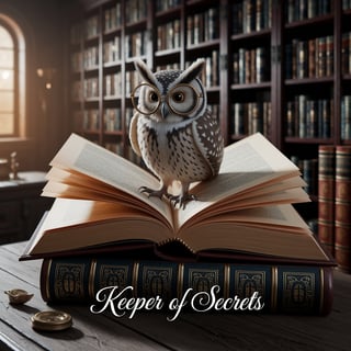 Wise owl with glasses on ancient book