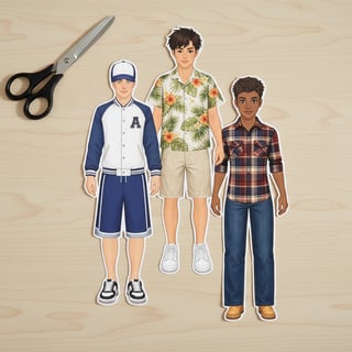 Realistic Paper Doll Mockup Photo