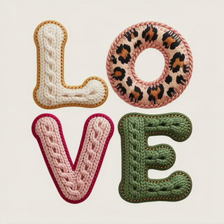 Knitted Yarn Love Text Design
