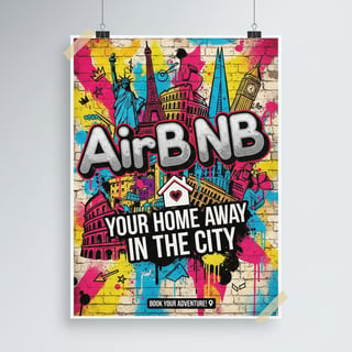 Graffiti Style City Poster for AirBnB