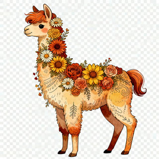 Boho Floral Llama Illustration