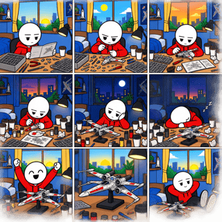 Flat 2D Cartoon Character at Desk