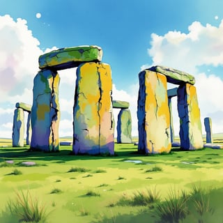 Stonehenge Ink and Watercolor Poster