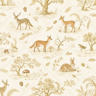 Seamless Woodland Toile de Jouy Pattern