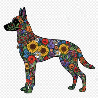 Boho Floral Belgian Malinois Illustration