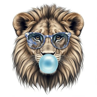 Cute Lion Cub with Sunglasses Drawing