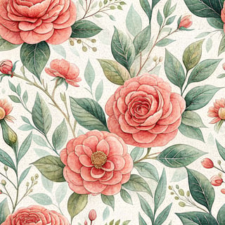 Coral Pink Camellia Pattern