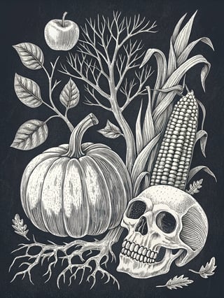 Eerie Fall Harvest Halloween Illustrations