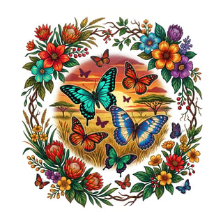 1990s African Vintage Butterfly Illustration