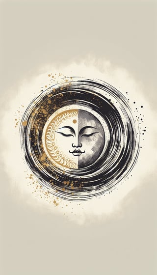 Zen Brush-Stroke Enso with Gold Ink