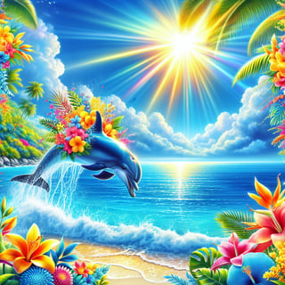 Dolphin Jumping in Tropical Ocean