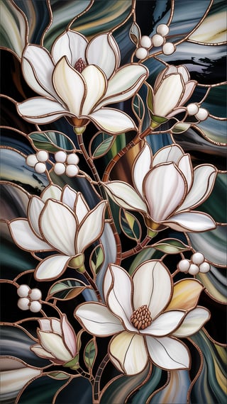 Stained Glass Magnolia Artwork