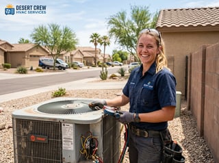Attractive Female HVAC Worker in Arizona