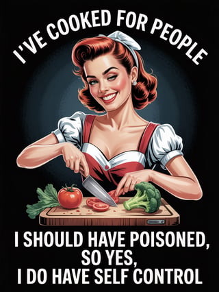 Retro Winking Woman Cooking Humor