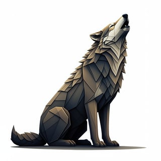 Origami Wolf Howling at the Moon