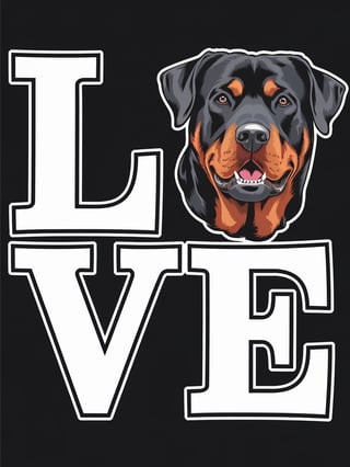 Bold Love T-Shirt Design with Rottweiler Head