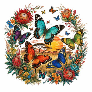 1990s Vintage African Butterfly Illustration