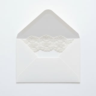 White Lace Envelope on White Background