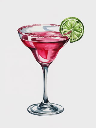 Watercolor Cosmopolitan Cocktail Glass