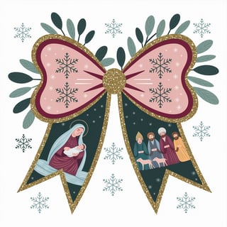 Pink and Gold Nativity Bow