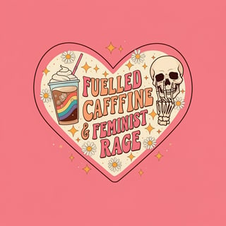 Caffeine & Feminist Rage Heart Doodle