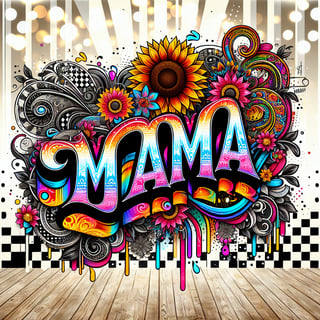Retro 'MAMA' Neon Floral Design