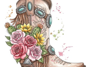 Cowgirl Boots Watercolor Illustration