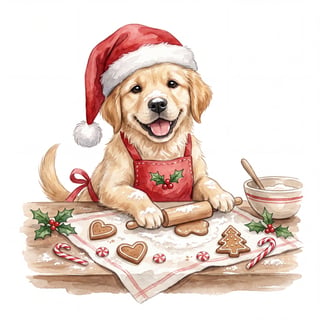 Golden Retriever Baking Christmas Cookies