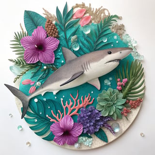 Elegant Shark with Vibrant Tropical Elements