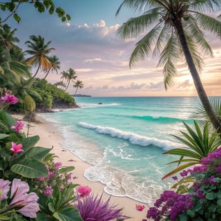 Elegant Tropical Beach and Ocean Scene