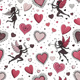 Candy-Colored Hearts with Cupid Motifs