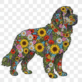 Boho Floral Newfoundland Illustration