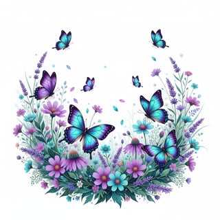 Iridescent Butterfly Meadow Illustration
