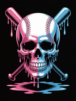 Cyberpunk Melting Skull Baseball Tee