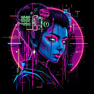 Cyberpunk Geisha T-Shirt Design